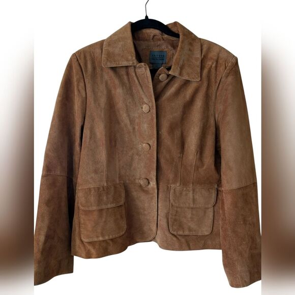 Uniform John Paul Richard Tan Suede Button Jacket Size Large - Picture 1 of 9
